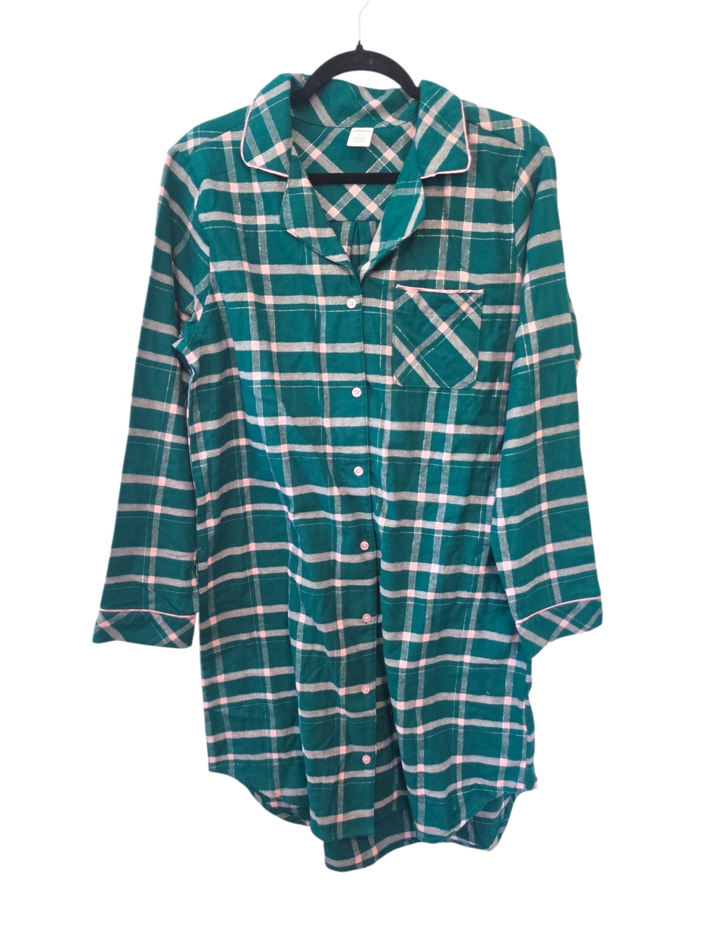 Liz Claiborne Green Plaid Nightgown with Pocket Sleep Dress Size Medium NWT